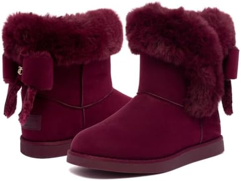Juicy Couture Women's Slip On Winter Snow Boots Warm & Insulated Fur Lining Comfortable Fashion Booties