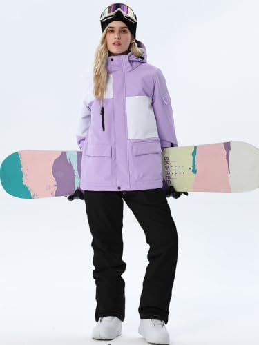 Women's Ski Jackets and Bib Pants Set Windproof Waterproof Insulated Snowsuit