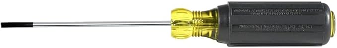 Klein Tools 612-4 Screwdriver, Made in USA, Flat Head Terminal Block Screwdriver, 1/8-Inch Cabinet Tip, 4-Inch Round Shank, TB-DIN