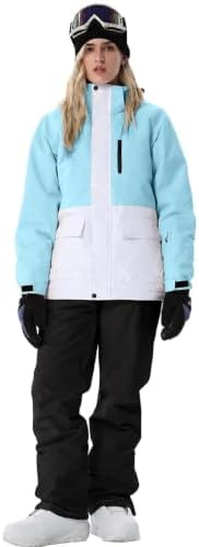 Women's Ski Jackets and Bib Pants Set Windproof Waterproof Insulated Snowsuit