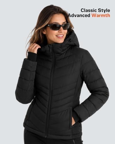 Wulcea Graphene Heated Jacket for Women Waterproof Puffer Hooded Slimming 12V 18400mAh Large Capacity Battery Fast Charge