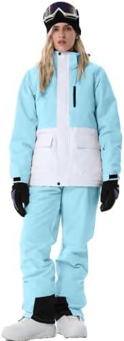 Women's Ski Jackets and Bib Pants Set Windproof Waterproof Insulated Snowsuit