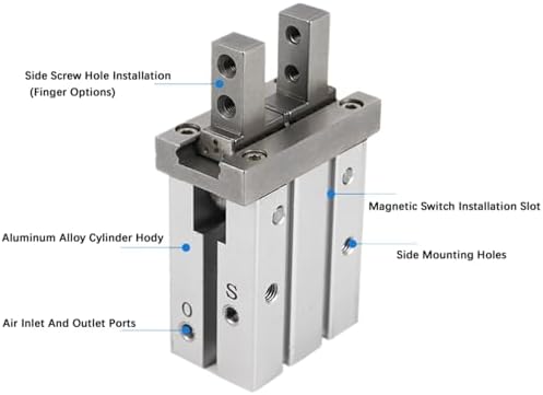 1pcs MHZ2-10/16/25/32/40D1/D2/D3 Pneumatic Finger Cylinder Parallel Gripper Side Thread Aluminium Clamps(MHZ2-25D1)