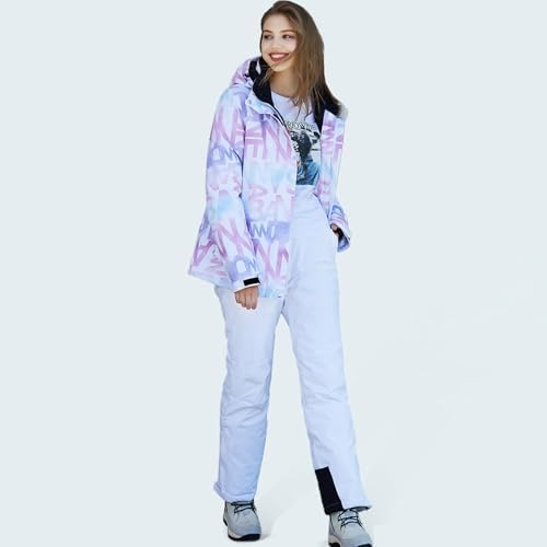 Women's Ski Jackets and Pants Set Waterproof Insulated Snowsuit Winter Warm Skisuit Fashion Snowboarding Snow Coat