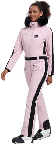Women's Ski Suit One Piece Snowsuits Snowboard Ski Outfit Faux Fur Collar Slim Jumpsuit Jacket Insulated Windproof