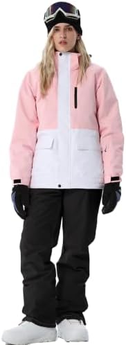 Women's Ski Jackets and Bib Pants Set Windproof Waterproof Insulated Snowsuit