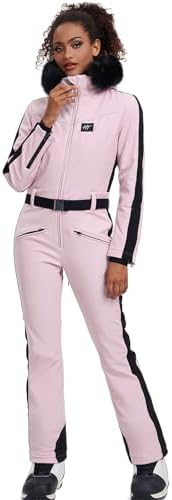 Women's Ski Suit One Piece Snowsuits Snowboard Ski Outfit Faux Fur Collar Slim Jumpsuit Jacket Insulated Windproof