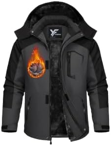 Yufawow Men Winter Jacket Skiing Jacket Insulated Fleece Lined Waterproof Windbreaker for Snowboard Hiking Camping ATV Outdoor Work