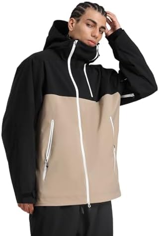 GSOU SNOW Mens Womens Baggy Snowboard Jacket Asym-Zip Ski Jacket