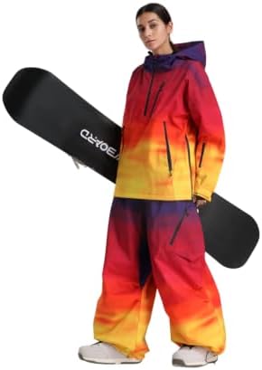 GSOU SNOW Womens Ski Jacket and Pants Set Baggy Snowboard Jacket Snow Suit