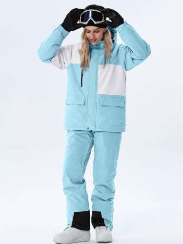 Women's Ski Jackets and Bib Pants Set Windproof Waterproof Insulated Snowsuit