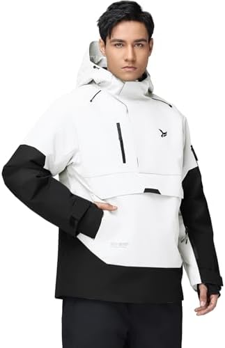 Men's Ski Jacket Snowboard Snow Coat Waterproof Insulated Winter Warm Loose Fit Pullover Hoodie