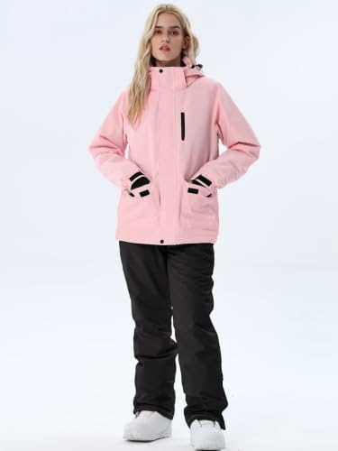 Women's Ski Jackets and Bib Pants Set Windproof Waterproof Insulated Snowsuit
