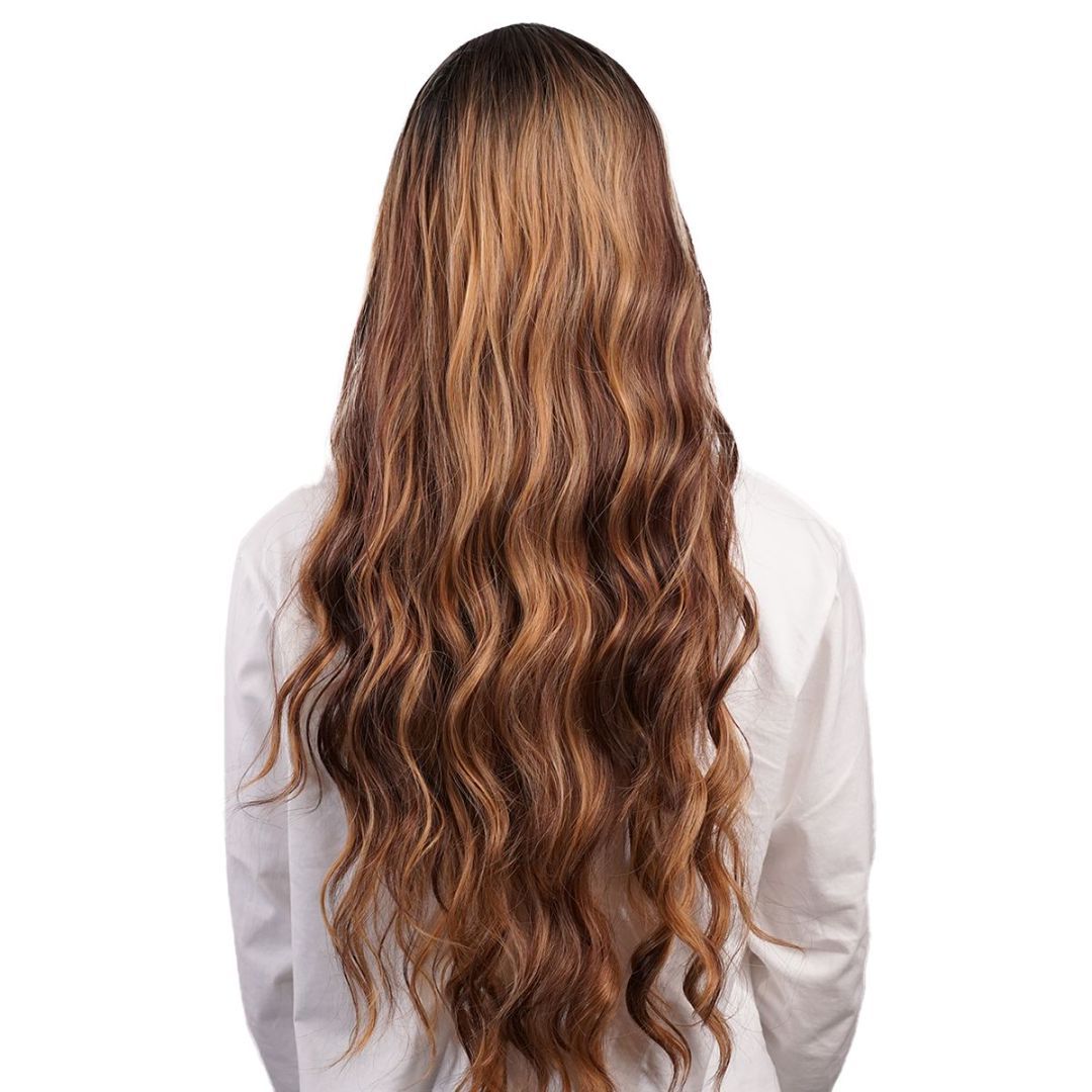 bald beautiful woman long hair hair loss confidence - black Blondie wig