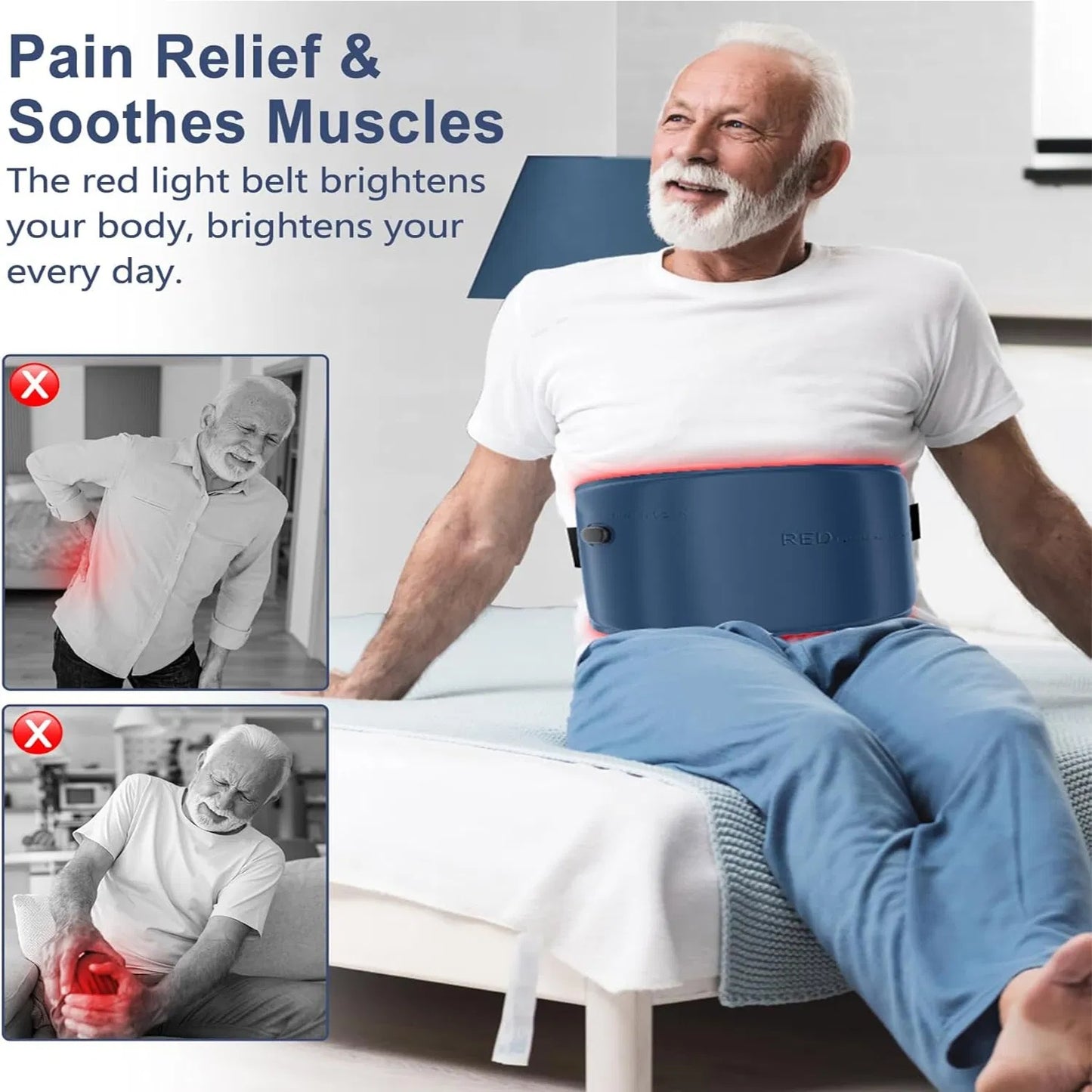Red Light Therapy Belt For Body, Mother's Day Gift, Cordless Near Infrared Light Therapy Pain Relief & Inflammation With Soft Breathable Fabric, For Muscle Soothe, For Shoulder, Back, Legs