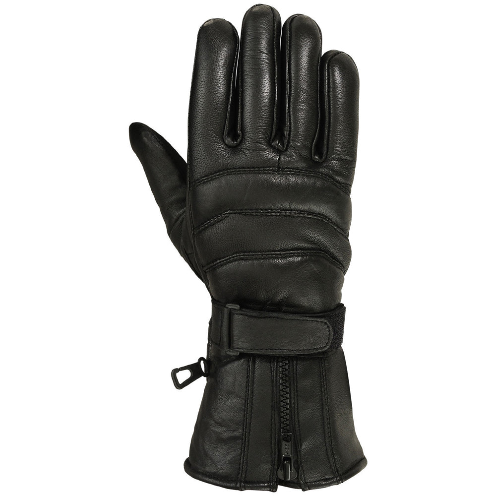 Mens Motorbike Gloves Cold Weather Motorcycle Riding Genuine Leather Black Glove-Black-M
