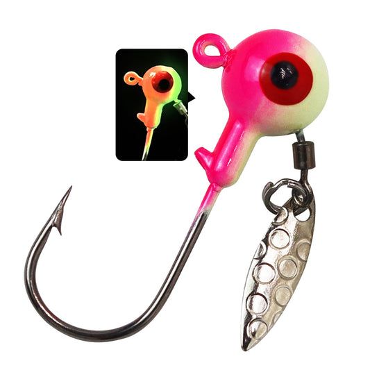 MAFIMOEA 20/30個 アンダースピンジグヘッド スピナー付き 釣り用ジグヘッドフックセット クラッピー用ジグ 釣り用ジグフック詰め合わせ 海水 淡水 バス クラッピー トラウト グローインザダーク