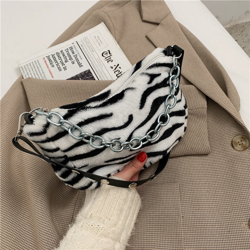 豹柄ぬいぐるみバッグ 個性斜め掛けレディースバッグ チェーンバッグ ショルダーバッグ