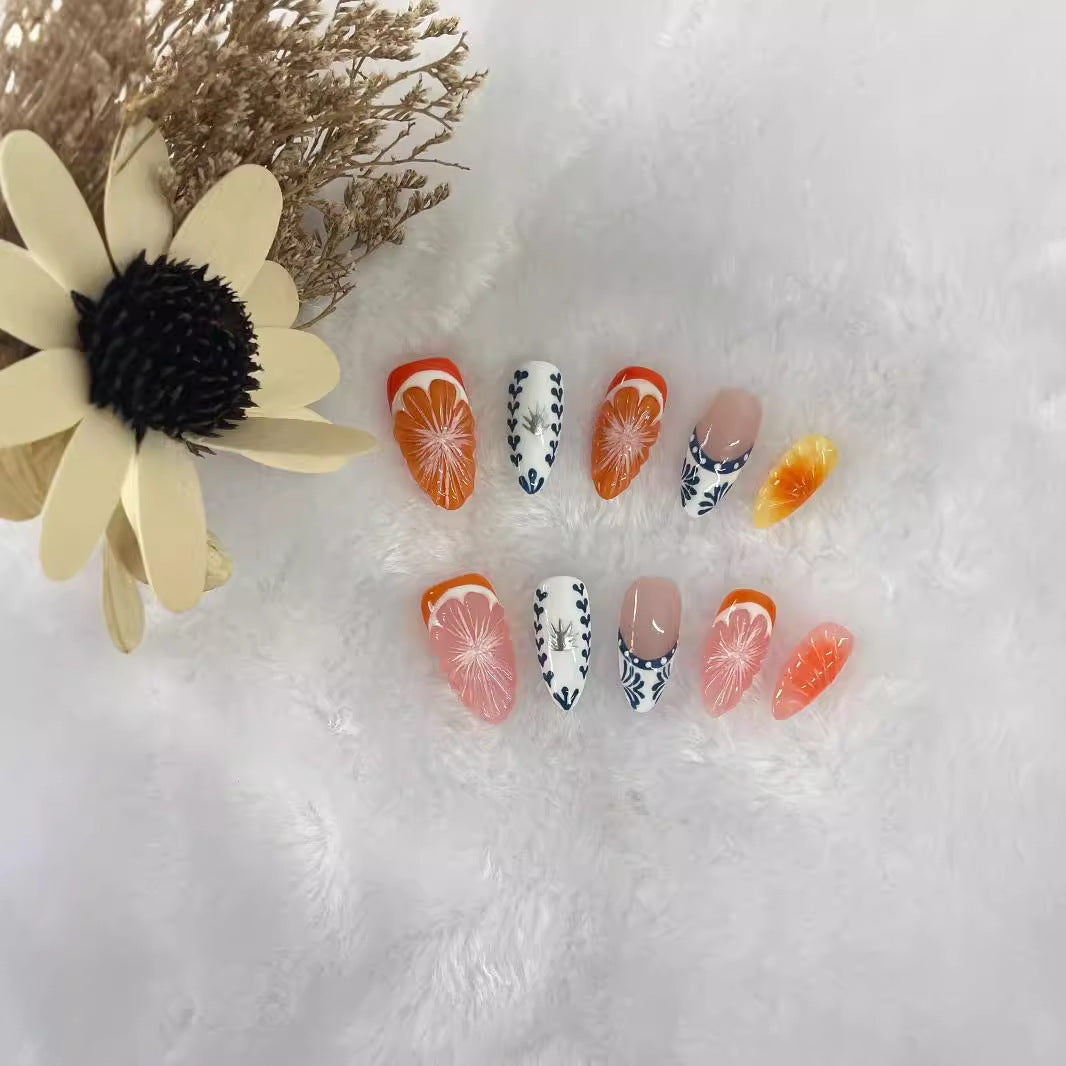 Hand-painted Three-dimensional Grapefruit High-grade Nail Dressing Hand-made