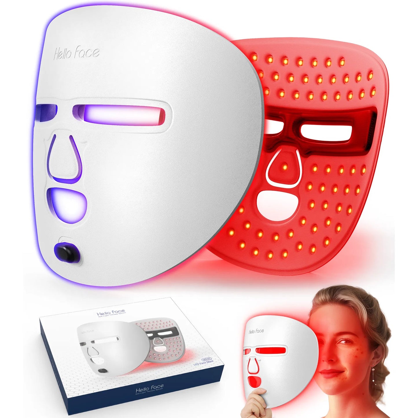 LEDフェイシャルマスク美顔器、自宅や旅行でのスキンケア用赤色光治療マスク