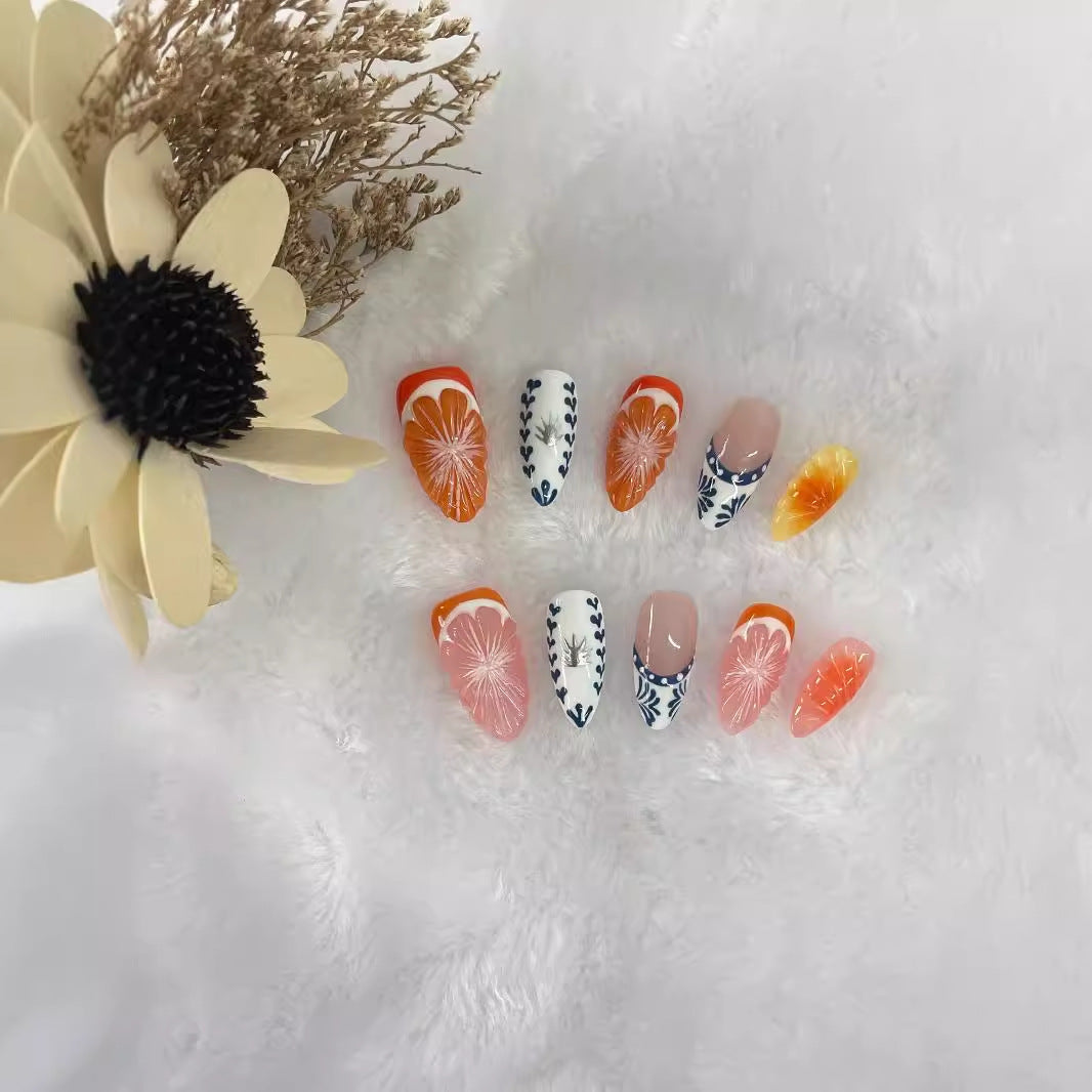 Hand-painted Three-dimensional Grapefruit High-grade Nail Dressing Hand-made