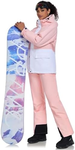 Women's Ski Jackets and Pants Set Waterproof Insulated Snowsuit Winter Warm Skisuit Fashion Snowboarding Snow Coat