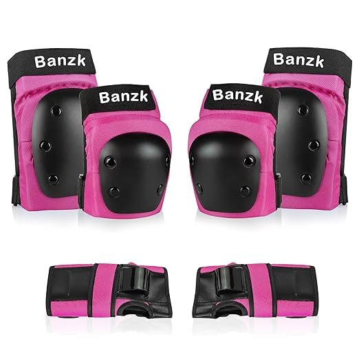Adult Knee Pads Elbow Pads Wrist Guards for Adult Kids 6 in 1 Protective Gear Set for Skateboarding Biking Roller Skating Cycling Outdoor Sports Red M