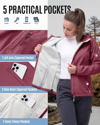 33,000ft Women's Softshell Jacket Waterproof Hooded Fleece Lined Rain Coat