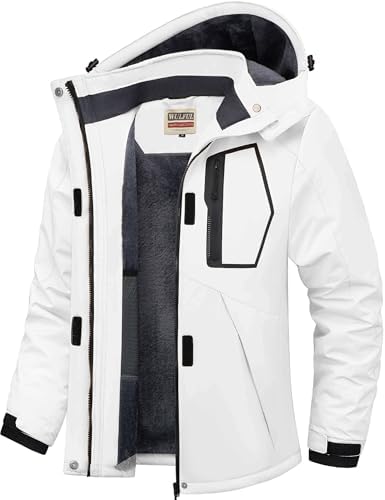 WULFUL Women's Waterproof Ski Jacket Warm Winter Coats Windproof Winter Jackets for Women Fleece Lined Windbreaker with Hood