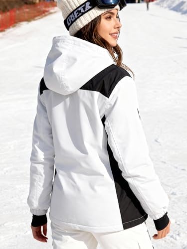 FREE SOLDIER Women's Waterproof Ski Snow Jacket Warm Fleece Lined Winter Rain Jacket with Hood Fully Taped Seams