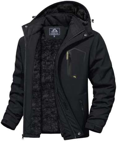 MAGCOMSEN Men's Winter Coats Water Resistant Ski Snow Jacket Warm Fleece Jacket Parka Raincoats With Hood Multi-Pockets