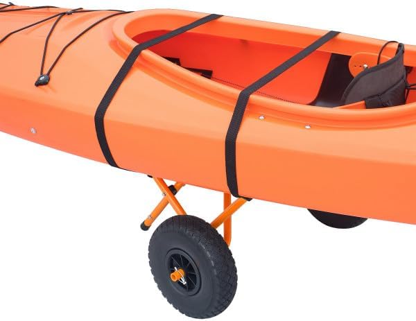 Kayak Cart – 150 Lbs Capacity Canoe Dolly with Airless Tires, Foldable Aluminum Frame, and Carrying Bag for Personal Watercraft by Rad Sportz (Orange)