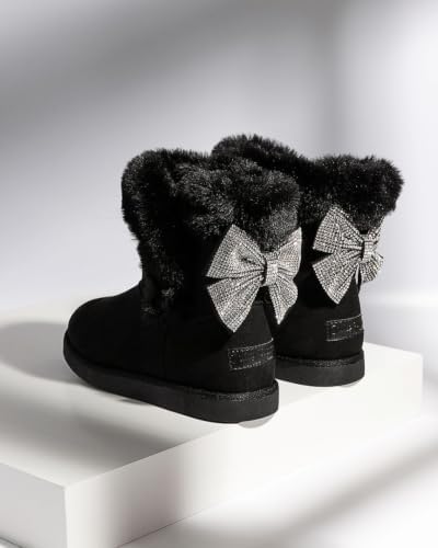 Juicy Couture Women's Slip On Winter Snow Boots Warm & Insulated Fur Lining Comfortable Fashion Booties