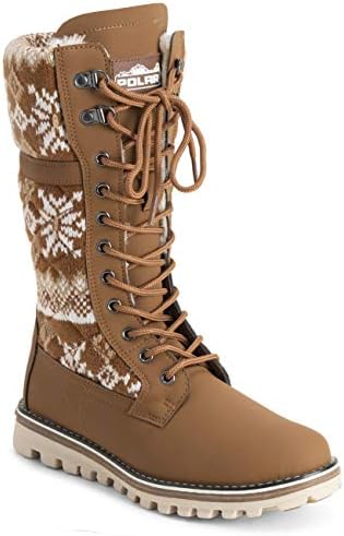 POLAR Womens Faux Fur Warm Thermal Waterproof Outdoor Walking Snow Winter Rubber Sole Calf Boots