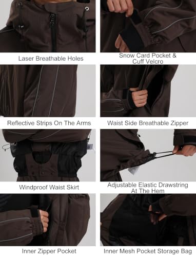 GSOU SNOW Mens Womens Baggy Snowboard Jacket Ski Coat Insulated