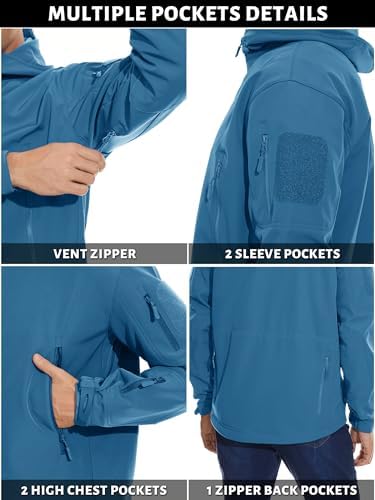 TACVASEN Men's Fleece Softshell Jacket Waterproof Winter Tactical Hooded
