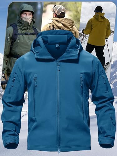 TACVASEN Men's Fleece Softshell Jacket Waterproof Winter Tactical Hooded