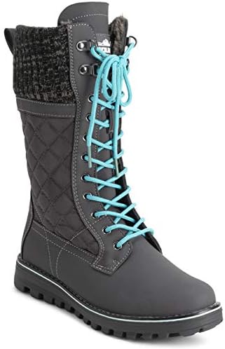 POLAR Womens Faux Fur Warm Thermal Waterproof Outdoor Walking Snow Winter Rubber Sole Calf Boots