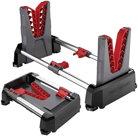 Real Avid Speed Stand | Collapsible Design, Adjustable 10" - 16" Stand for Cleaning & Maintenance | Compact, Portable Range Stand | Lightweight Vise Perfect for Hunting Rifles & Shotguns,Red
