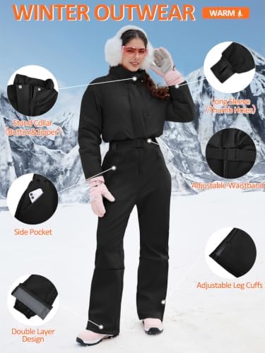 Womens Onesie Ski Suit Insulated Jumpsuit Winter Outdoor Snowsuits