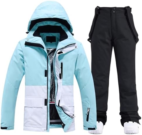 Women's Ski Jackets and Pants Set Waterproof Insulated Snowsuit Winter Warm Skisuit Fashion Snowboarding Snow Coat