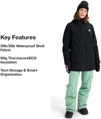 Burton Women’s Reserve 2-Layer Insulated Jacket – Waterproof Winter Snowboard Jacket with Helmet Compatible Hood