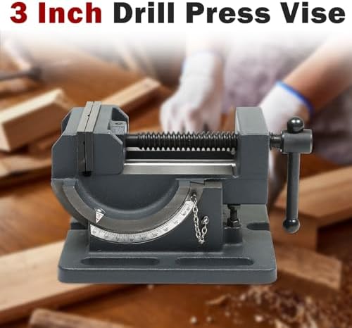 findmall 3 Inch Drill Press Vise - 0-90 Degree Tilting Angle Vise, Iron Cradle Style, Fit for Drilling Machine