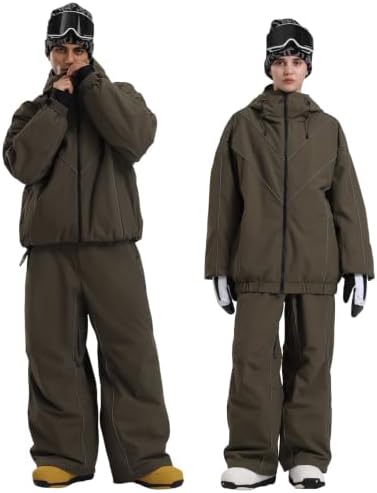 GSOU SNOW Mens Womens Snowboard Jacket Baggy Ski Snow Coat Waterproof