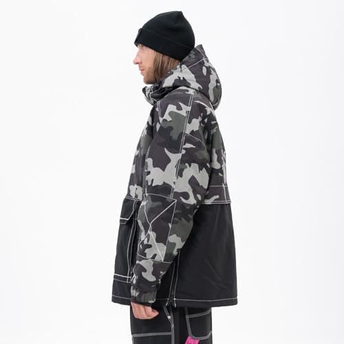 SNOWVERB Baggy Snowboard Hooded Jacket Ski Snow Cargo Coat for Mens Womens