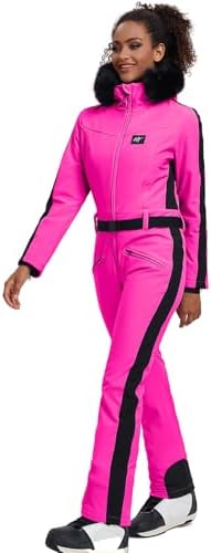 Women's Ski Suit One Piece Snowsuits Snowboard Ski Outfit Faux Fur Collar Slim Jumpsuit Jacket Insulated Windproof
