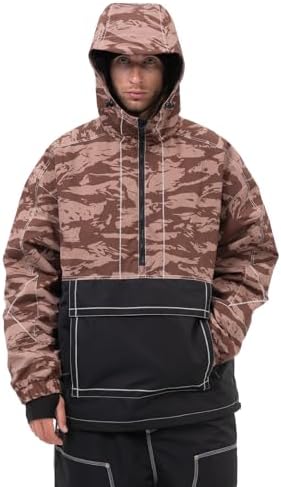 SNOWVERB Baggy Snowboard Hooded Jacket Ski Snow Cargo Coat for Mens Womens