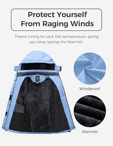 wantdo Women's Plus Size Ski Jacket Waterproof Winter Coat Snow Jacket Hood