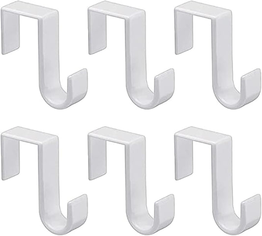 1st Choice Over The Door Hooks 6 Pack, Reversible Sturdy Hooks Fits 1 3/8' and 1 3/4' Door Widths, Plastic Hook Hanger for Hanging Clothes, Towels, White