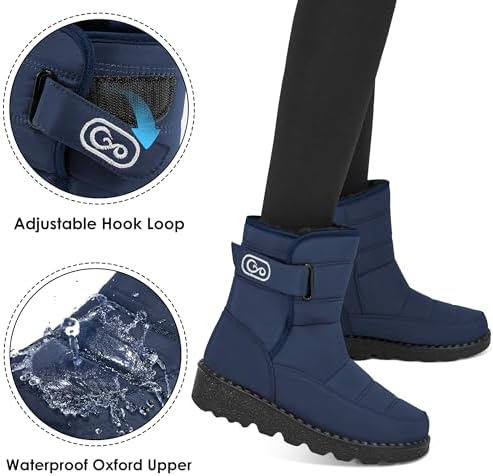 Ablanczoom Womens Winter Snow Boots with Warm Fur Lining Comfortable Booties Non Slip Waterproof Outdoor Shoes